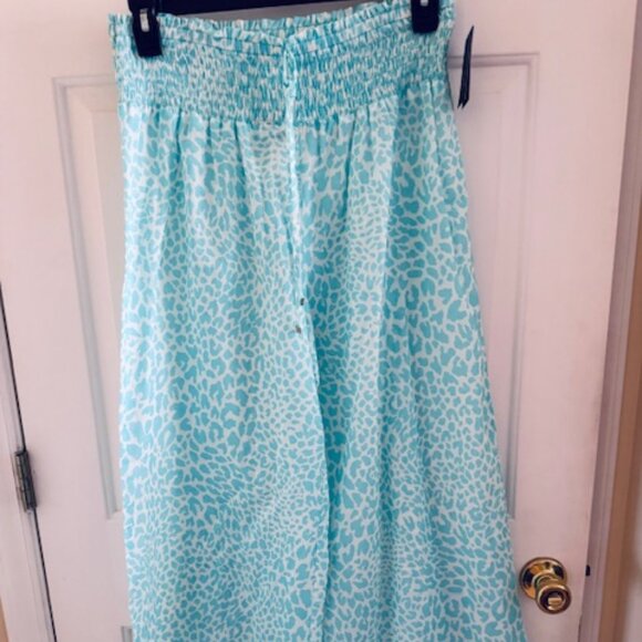 kate spade Other - NWT Kate Spade Seaflower Swim Cover Up Pant Blue Turquoise Wide Leg Sz L $155